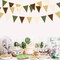 Woodland Party Decorations Olive Green Tan Brown Cream Neutral Triangle Flag Fabric Banner Pennant Bunting Garland Streamers for Birthday Wedding Baby Shower Jungle Safari Camping Party Decor